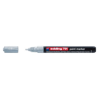 Marker permanent Edding 791, cu vopsea, corp plastic, varf rotund , 1-2 mm, argintiu BPTCED79154