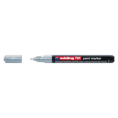 Marker permanent Edding 791, cu vopsea, corp plastic, varf rotund , 1-2 mm, argintiu BPTCED79154