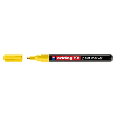 Marker permanent Edding 791, cu vopsea, corp plastic, varf rotund , 1-2 mm, galben BPTCED7915