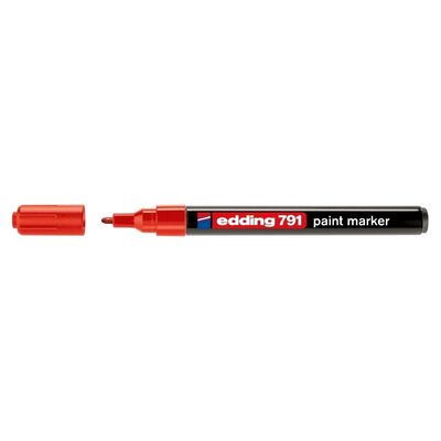 Marker permanent Edding 791, cu vopsea, corp plastic, varf rotund , 1-2 mm, rosu BPTCED7912