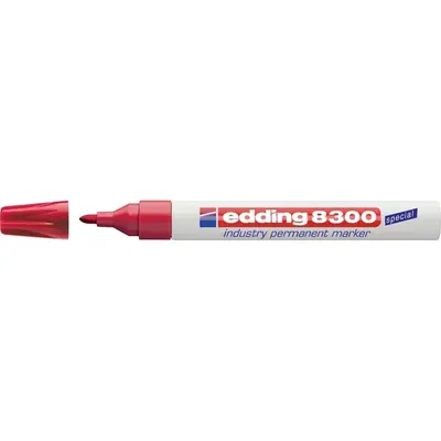 Marker permanent Edding 8300 Industrial, corp metalic, varf rotund, 1.5-3 mm, rosu BPTCED083002
