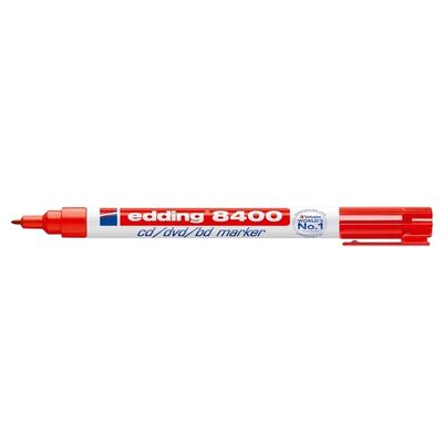 Marker permanent Edding 8400, pentru CD/DVD/BD, corp plastic, varf rotund, 0.75 mm, rosu BPTCED84002