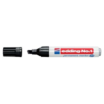 Marker permanent Edding No. 1, corp aluminiu, varf retezat, 1-5 mm, negru BPTCED11