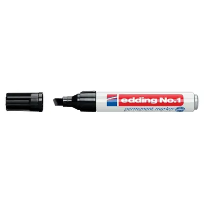 Marker permanent Edding No. 1, corp aluminiu, varf retezat, 1-5 mm, negru BPTCED11