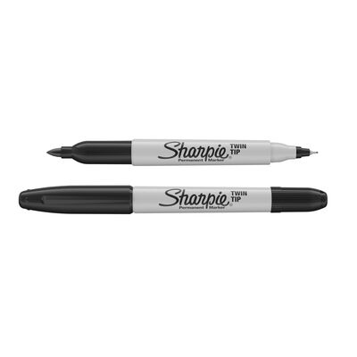 Marker permanent Papermate Sharpie cu doua capete, 0.5 mm si 1 mm, negru BPTCPP110802