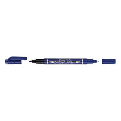 Marker permanent Pentel TWIN TIP 0.3/1.2 mm albastru, rezistent, durabil, cerneala rezistenta la apa BPTCPE106117