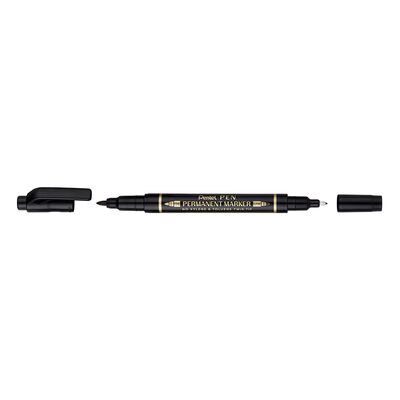 Marker permanent Pentel TWIN TIP 0.3/1.2 mm negru, rezistent, durabil, cerneala rezistenta la apa BPTCPE106115