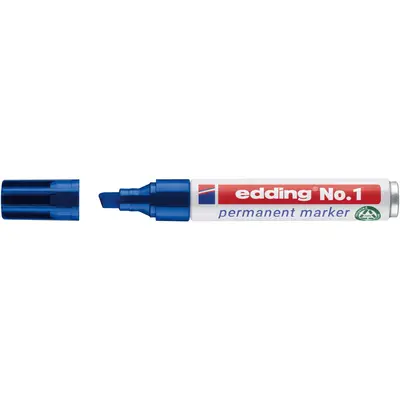 Marker permanent edding No. 1, corp din aluminiu reciclat, varf tesit, 1-5 mm, albastru BPTCED13
