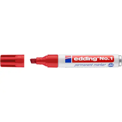 Marker permanent edding No. 1, corp metalic, varf tesit, 1-5 mm, rosu BPTCED12