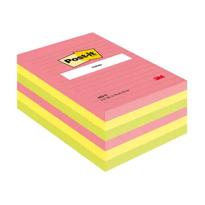 Notite adezive Post-it® 660N, Neon, liniate, 101 x 152 mm, 100 file/bucata, 100% PEFC BPTC3M11051