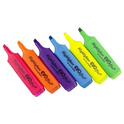 Textmarker EVOffice, corp dreptunghiular, varf 1-5mm, 6 culori/set BPTCEV248821