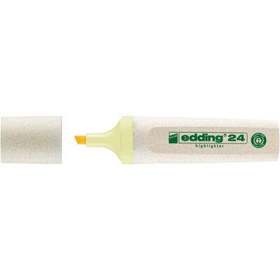 Textmarker edding Ecoline 24, corp din plastic reciclat, varf tesit, 2-5 mm, galben pastel BPTCED24135