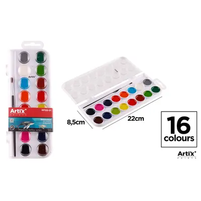 Acuarele 16 culori Main Paper, cu pensula BPTCMR903559