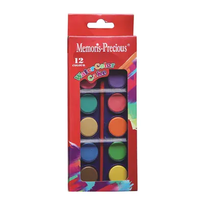 Acuarele Memoris-Precious, 12 culori+pensula diametru 21 mm BPTCBV001877