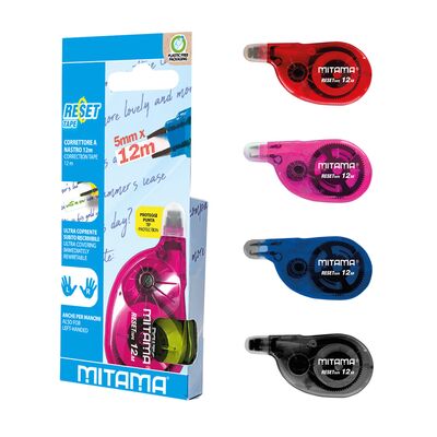 Banda corectoare Mitama Reset, 12 m x 5 mm, ergonomica, utilizare ambidextra, culori asortate BPTCMI061273