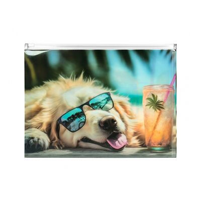 Buzunar plastic A4, inchidere fermoar, design caine BPTCPJ006353