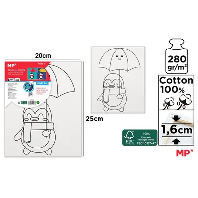 Canvas Main Paper, 20x25 cm, 280gr/mp, tematica pinguin BPTCMR225430