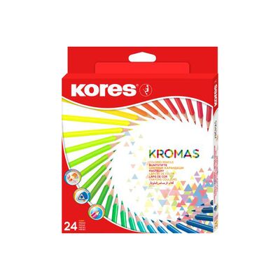Creioane colorate Kores Kromas, triunghiulare 3 mm, 24 culori/cutie BPTCKS100315