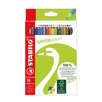 Creioane colorate Stabilo Greencolors, 3 mm, 18 culori BPTCSW601918