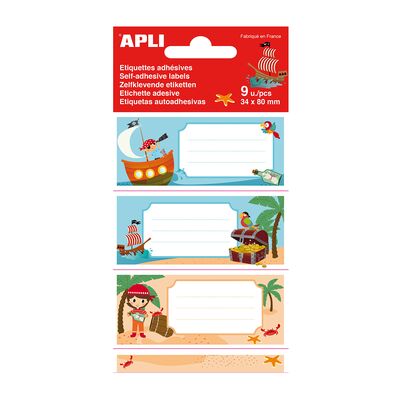 Etichete scolare Apli 81x36 mm, 3 file, design pirati BPTCAL018440