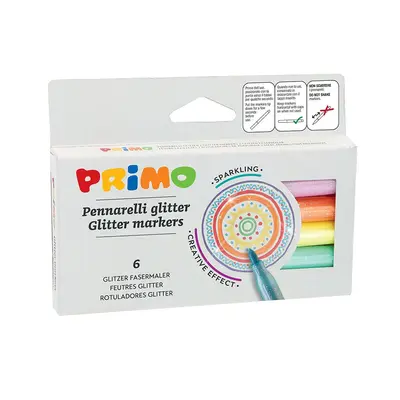 Markere cu sclipici Morocolor Primo, cutie 6 culori BPTCMC000601