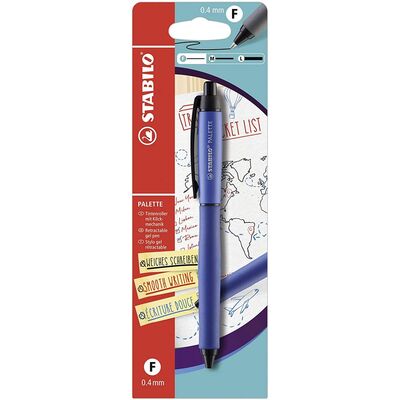 Pix cu gel Stabilo Palette, cu mecanism, varf 0.4 mm, albastru, blister BPTCSW55132B