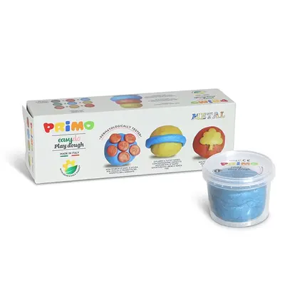 Plastilina Morocolor Primo, 3 culori metalizate in recipient plastic, 100g BPTCMC299003