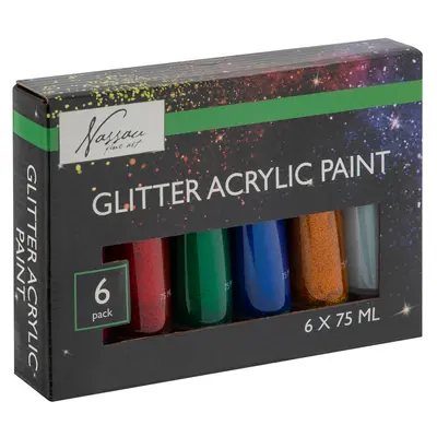 Set culori acrilice cu sclipici Creative Craft, 6 culori, 75 ml BPTCJK000756