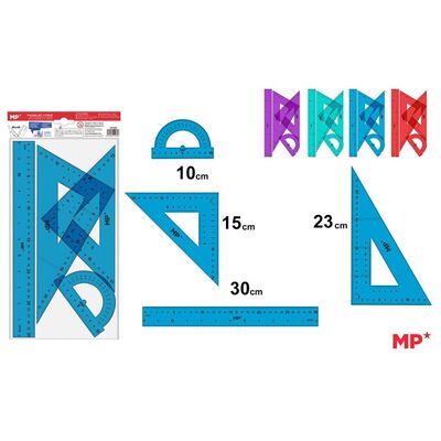 Set geometrie Main Paper, 4 piese, raportor, 2 echere, rigla 30 cm BPTCMR149798