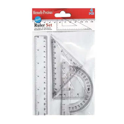 Set geometrie Memoris-Precious, rigla 15 cm, 2 echere, 1 raportor BPTCBV923967