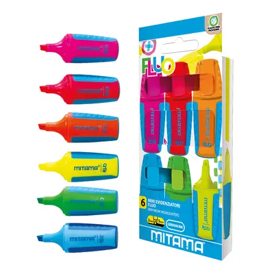 Set mini textmarkere Mitama, culori Fluo, 6 bucati BPTCMI062854