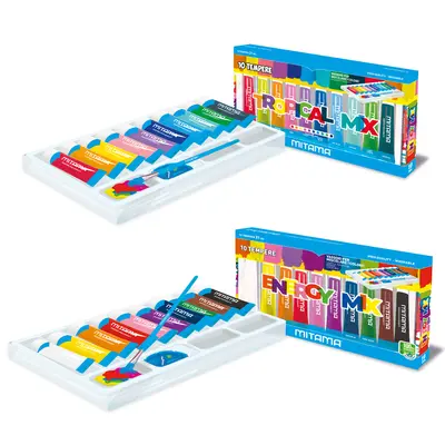 Tempera Mitama, 10 culori, Tropical Mix, lavabile, 21 ml BPTCMI062888