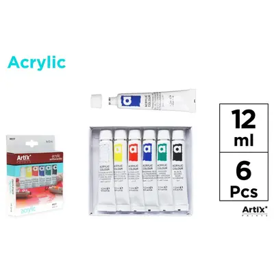 Tempera acrilica Main Paoer, 12 ml, 6 culori BPTCMR117360