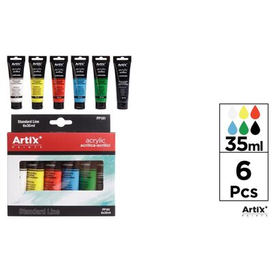 Tempera acrilica Main Paper, 35 ml, 6 culori BPTCMR118688
