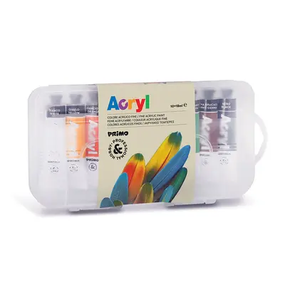 Tempera acrilica fina Morocolor Primo, 10 culori/set, 18 ml, in tub de aluminiu BPTCMC004056