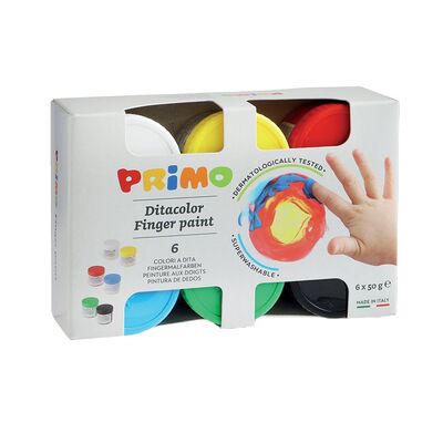 Tempera pentru desenat cu degetul Morocolor Primo, 50 g, 6 culori/set BPTCMC000226