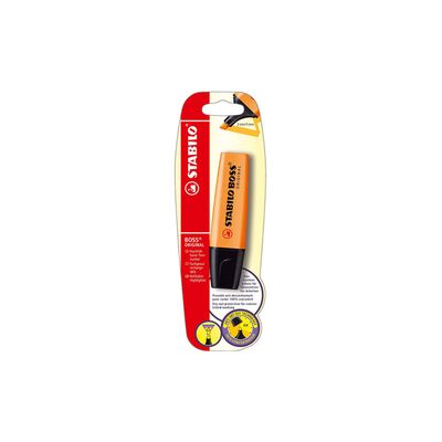 Textmarker Stabilo Boss, corp plastic, varf retezat 2-5 mm, portocaliu, blister BPTCSW040037