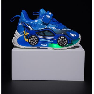 Adidasi cu luminite pentru baietei - masinuta albastra super led adled-1-1
