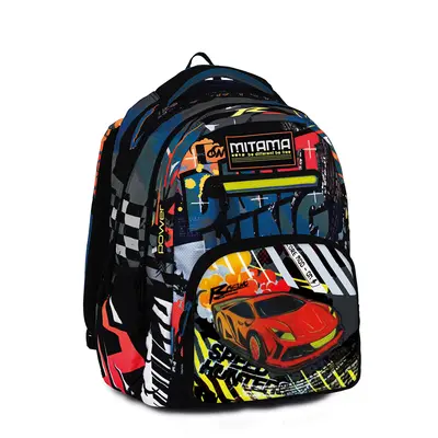 Ghiozdan Mitama, 3 compartimente, design masini, 31 x 18 x 44 cm BPTCMI064734