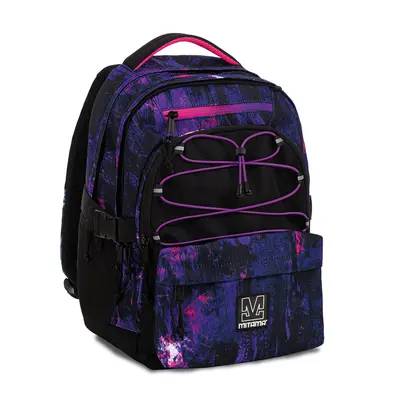 Ghiozdan Mitama, 3 compartimente, design mov cu negru, 43 x 32 x 22 cm BPTCMI064755