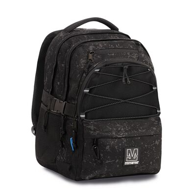 Ghiozdan Mitama, 3 compartimente, design negru, 43 x 32 x 22 cm BPTCMI064756