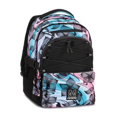 Ghiozdan Mitama, 3 compartimente, design turcoaz cu negru, 43 x 32 x 22 cm BPTCMI064754