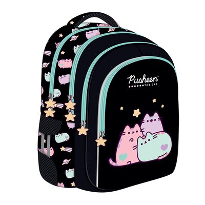 Ghiozdan scolar Majewski ST Right, BPL58, Pusheen negru cu pastel, 4 compartimente, 40 x 28 x 18 cm BPTCMJ663161