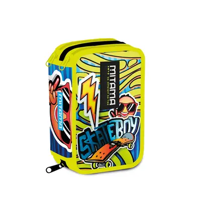 Penar Mitama, Super Triplo, 3 compartimente, design galben cu albastru, 14.5 x 7.4 x 20 cm BPTCMI064874