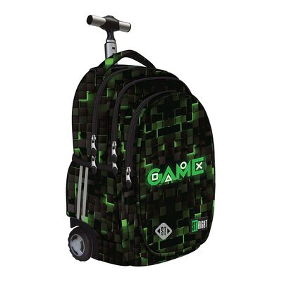 Troller scolar Majewski ST Right, TB01, Green Game, 4 compartimente, 44 x 32 x 25 cm BPTCMJ681493