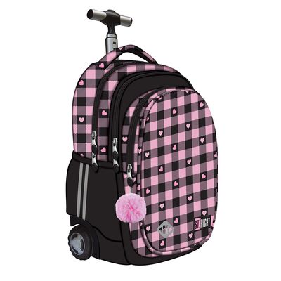Troller scolar Majewski ST Right, TB01, Pink Checkered, 4 compartimente, 44 x 32 x 25 cm BPTCMJ682131