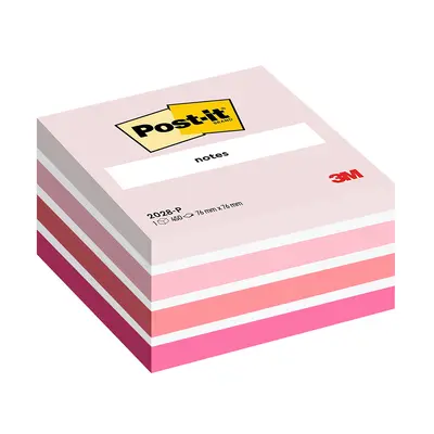 Cub notite adezive Post-it®, Aquarelle roz, 76 x76 mm, 450 file/bucata, 100% PEFC BPTC3M110133