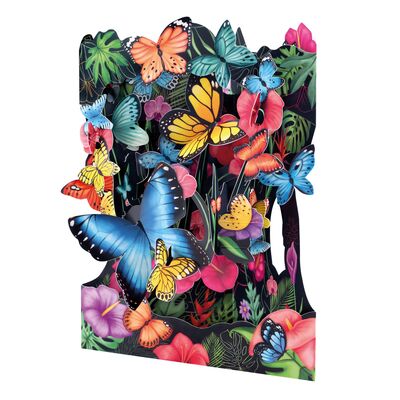 Felicitare 3D, Santoro, Fluturi tropicali, Pop-up, Componente mobile BPTCGR222000