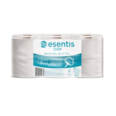 Hartie igienica Esentis Clean alba 2 straturi, 500 portii, 100 m, 12 role/set BPTCMGT00231
