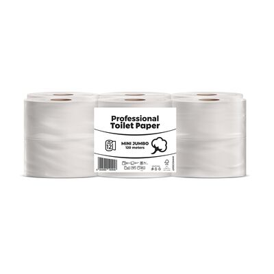 Hartie igienica Minijumbo Esentis, alba, 2 straturi, 392 portii, 120 m, 12 role/set BPTCMGT00247